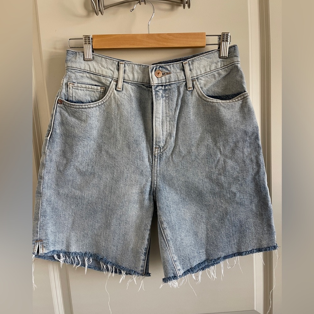 Midi-High Rise Denim Women's Shorts